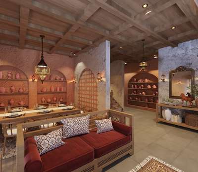 Arabic style living and dining room design 

 #arabicstylehouse #arbicstyleinterior#interior design #LivingroomDesigns #budget_home_budget_friendly_packages #bidgefriendlydesign #freelancer #freelancework #diningroomdesign