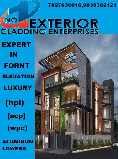 hpl ACP WPC aluminium louwer expert in front elevation