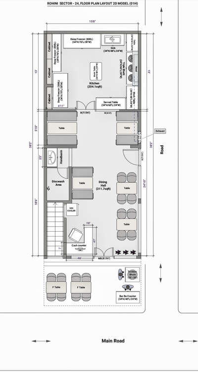 Modern restaurant design Floor Plan layout