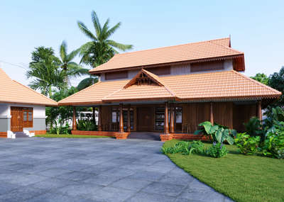 exterior design
2100 sqft 
 #exteriordesign
 #3ddesign
#TraditionalHouse  
 #KeralaStyleHouse
