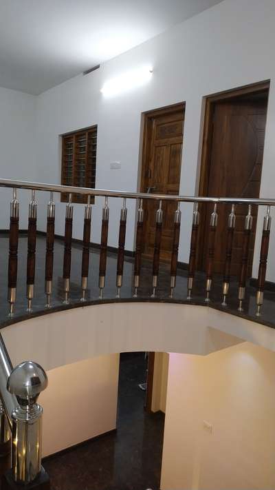 #wood+stainless steel handrai#handrail