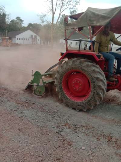 Soil Stabilization work with added PPC Cement bags by Tractor rotovator...