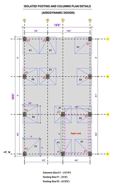 isolated Footing layout plan