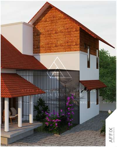 "A home designed to embrace natural light and greenery with a courtyard that welcomes you from within. A blend of rustic textures and contemporary lines. #Architect  #architecturedesigns  #architectsinkerala   #exterior_  #exteriorstone  #exteriorhousepaintingcolorideas