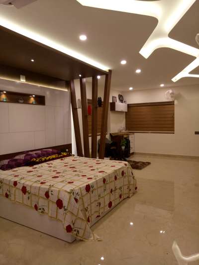 #Malappuram #work  #finishing stage#MasterBedroom  #WoodenCeiling  #SaintGobainGyproc  #GypsumCeiling  #bedcot  #panal work #