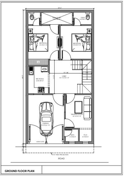 22'-6"X45'-0" Plan  #2DPlans  #3delevations  #detaildrawing