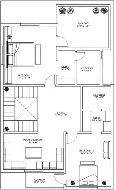 need duplex floor plans of 50*30 sq ft facing north east as specimen attached