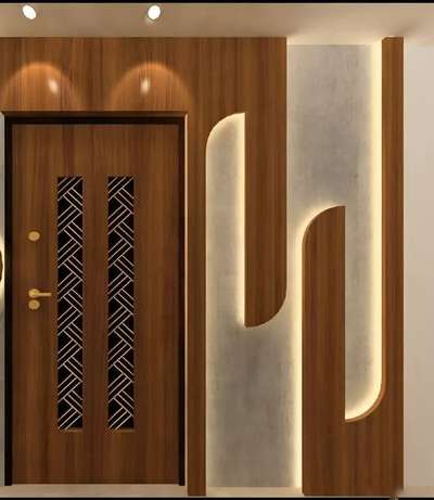 entrance panelling design only 35000 with lighting and name plate
