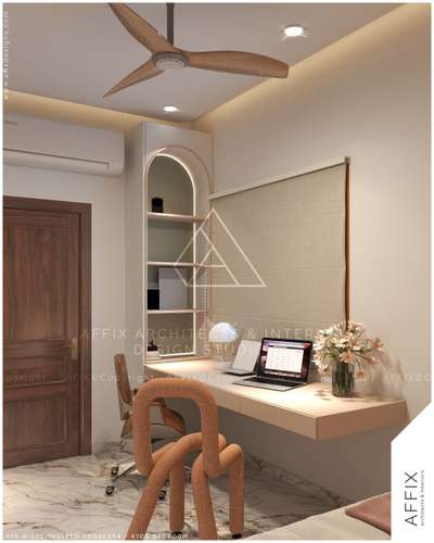 Designing for children means combining elegance with practicality. The floating study desk, soft lighting, and carefully chosen finishes bring harmony to a space that supports both study and play #Architect  #architecturedesigns  #Architectural&Interior  #kerala_architecture  #architecturedesign   #best_architect