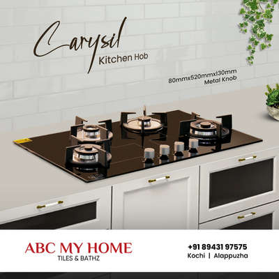 Own your version of a modular kitchen with Carysil Kitchen Hob. The perfect combination of performance and aesthetics with four burners and metal knob which is specially designed for Indian cooking to change the ambience of your kitchen. Here, to enhance your kitchen's seamless appearance with Carysil.

For more details, feel free to call us on +91 89431 97575

#abcmyhome #shop #keralahomedesigns #homeconstruction #keralahomestyle #interiordesign #home #kerala #alappuzha #kochi #homeinterior #architecture #bathroom #bathroominterior #buildingmaterials #keralaarchitects #kitchendecor #kitchen #kitchenrenovation #kitchendesign #carysil #carysilkitchen