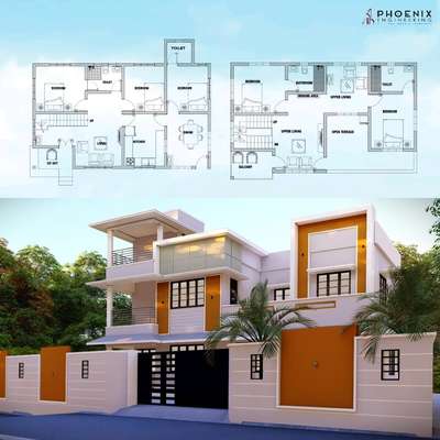 Proposed vertical and horizontal extension of existing single storey vill @ Vallikunnu Malappuram  #renovation  #twostory villa #modernelevation