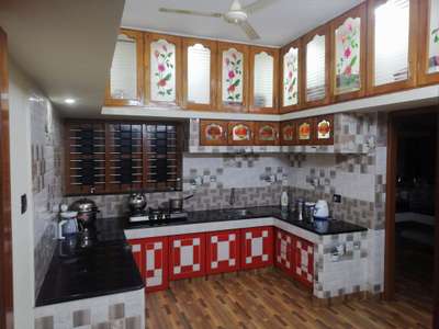 Kitchen cupboards made with wood