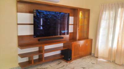 multiwood  t.v unit  teakwood color  with white  pu Matt finishing