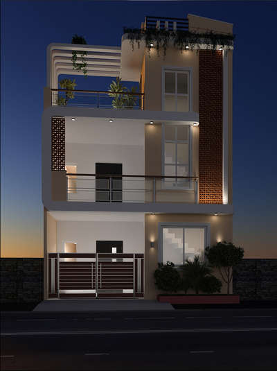 A 3d render created for Mr. Shailendra Dangi.  #3d_rendering #25x50house #nightrendering