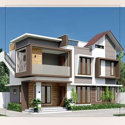 Mixed Roof Elevation for the client at Trivandrum