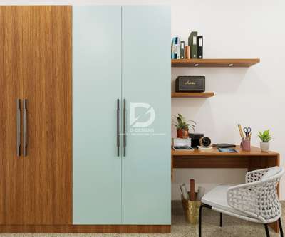 3door wardrobe with❤study unit 
#WardrobeIdeas 
#WardrobeDesigns 
#3DoorWardrobe 
#studytable 
#MasterBedroom 
#3DoorWardrobe