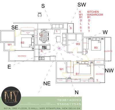 ghaziabad project drawing with vastu #InteriorDesigner #Architectural&Interior #Modularfurniture #ModularKitchen #modularwardrobe #realestatedelhincr