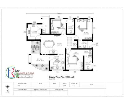 1300 Sqft
single floor
@muvattupuzha
designed By Green Arc Homes