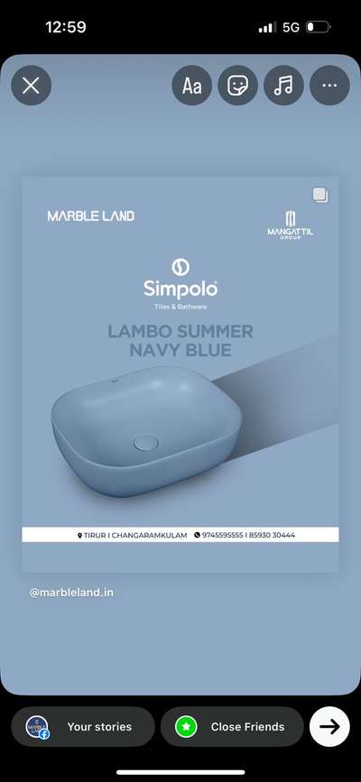 Upgrade your bathroom with Simpolo's premium counter top wash basins, available in a variety of stunning colors and designs to suit your style! Elevate your space with elegance, durability, and modern aesthetics.

✅ Premium Quality & Finish
✅ Available in Multiple Colors
✅ Perfect for Modern & Classic Interiors

Visit Marbleland Showroom, Tirur Pookayil to explore our exclusive collection!

📍 Location: Marbleland Showroom, Tirur Pookayil
📞 Contact us for more details!

#Simpolo #WashBasin #CounterTopBasin #LuxuryBathrooms #ElegantDesign #MarblelandTirur