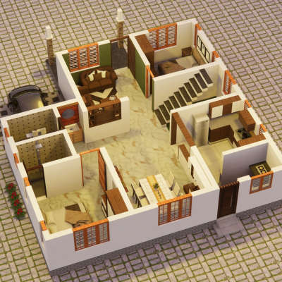 Cut section view of ground floor 
#3Dfloorplans #cutsection