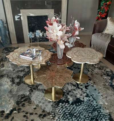 5pic set of table brass with resin