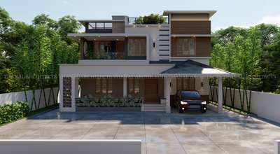 Residence Project 
@Adoor, Pathanamthitta 

#adoor #Pathanamthitta  #Residencedesign #exterior3D #exteriordesigns #ContemporaryDesigns #architecturedesigns #KeralaStyleHouse #keralastyle #kerala #BalconyIdeas #SlopingRoofHouse #FlatRoof #HouseRenovation #slopedroof #jaalis_clay_tiles #jaali