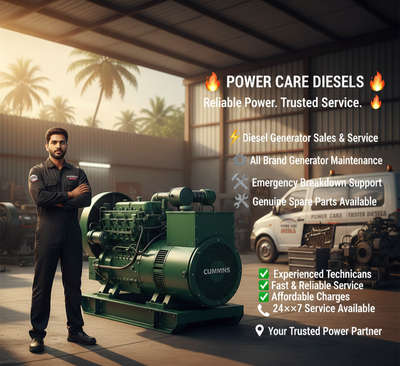 POWER CARE DIESELS 
              24×7 

Reliable Power. Trusted Service.
⚡ Diesel Generator Sales & Service
⚙️ All Brand Generator Maintenance
🛠️ Emergency Breakdown Support
🔧 Genuine Spare Parts Available
✅ Experienced Technicians
✅ Fast & Reliable Service
✅ Affordable Charges
📞 24×7 Service Available
📍 Your Trusted Power Partner

“പവർ പോയാലും, POWER CARE DIESELS ഉണ്ട് – Reliable Generator Service Anytime, Anywhere
 #Thrissur