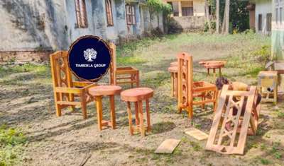 Wooden Chair and Stools