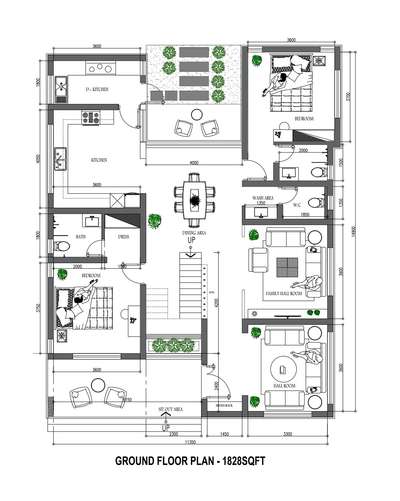 2466Sqft 3bhk home plan