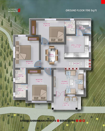 🏡✨ Compact. Functional. Beautifully Designed. ✨🏡
Here’s a modern single-storey home plan that proves great design isn’t about size — it’s about smart space planning! With just 1196 sq.ft, this layout is a masterpiece of efficient modern living crafted for comfort, style, and practicality 💫.This 3BHK home includes a welcoming sit-out, spacious drawing room, connected dining, and an open kitchen with utility area, perfectly blending openness with privacy 🍃. Each bedroom comes with attached toilets and wardrobes, ensuring luxury in every corner — ideal for small to medium families who dream of a serene and balanced lifestyle.

Architecturally, this plan follows clean modern lines, ample natural light, and functional zoning, creating a perfect balance between aesthetic appeal and everyday usability 🌞🏠
#ModernHousePlan #SingleStoreyHome #CompactDesign #3BHKHomePlan #KeralaHomes #SmartLiving #OpenKitchenDesign #ModernFloorPlan #SmallHouseBigDesign #FunctionalArchitecture #MinimalLiving