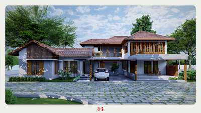 Proposed traditional elevation for the client at thrissur 🏡
Area: 4200 sqft 4bhk.

 #traditionalelevation #trafitional4bhk