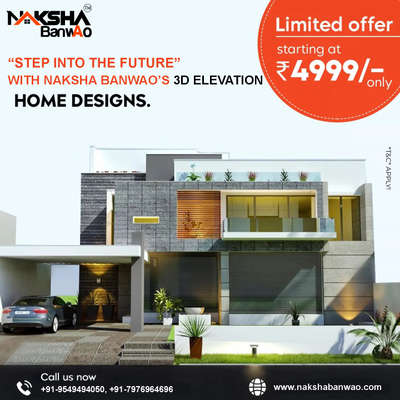 “Step into the future with us”.
Get your aesthetic  3D elevation with an affordable price. #nakshabanwao #3dsmaxdesign #frontelevationdesign 

For More Information Contact:

📧 nakshabanwaoindia@gmail.com
📞+91-9549494050