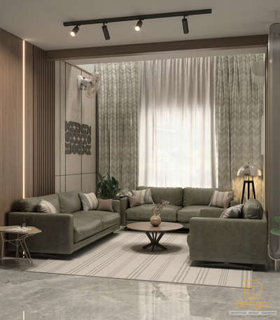Double height ceiling # living room #WallDesigns  # sofa #curtaindesign  #FlooringDesign