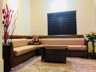 L Shaped Solid wood Sofa and Center Table # Silent Valley Interiors # 9446444810#