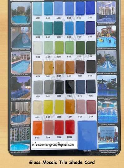 Glass mosaic tiles Shade card 
For requirement and Swimming pool , water bodies , water park construction contact us 
Info.ccornergroup@gmail.com 
 #swimmingpool #pool #HouseConstruction #constructionsite #swimmingpoolbuilders #glassmosaictiles #tiles #pooltiles #swimmingpooltiles
