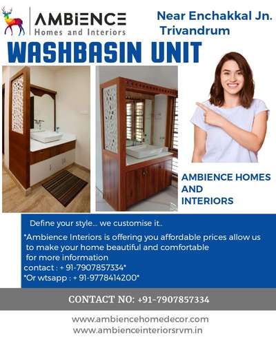 CNC Designed new trends Washcounter✨️and other Furnitures available in Ambience CNC Laser Cutting Hub, Near Eanchakkal jn, Tvm.
7907857334