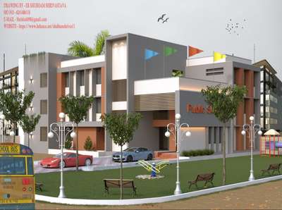 Drawing by  - Er Shubham Shrivastava 
School Elevation 
#moderndesign 
#HouseDesigns