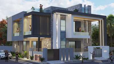 3D studio modern exterior villa design  #Architect  #architecturedesigns  #modernhome  #exterior3D  #exterior_Work