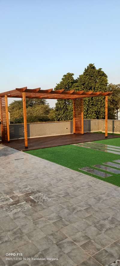 terrace pargola and green grass mat  # faridabad