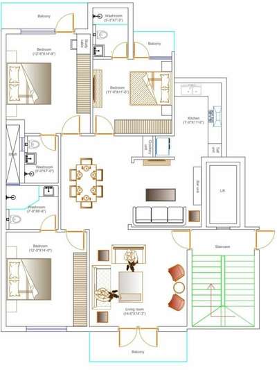 3bhk Layout for residential project in delhi🏠 #autocad #houseplan #2d #architect #architecturedesigns #support