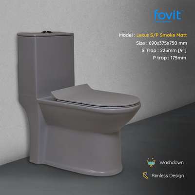 Fovit Lexus Single Piece Toilet Smoke Matt. 
 #closet  #singlepeice  #toilet  #BathroomDesigns  #toiletseat