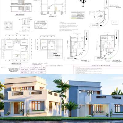 "2D-3D Plans" "3DFront elevation" Area -1291 Sqft ,
 Location - Vellarada ,Trivandrum  #2dDesign  #3DPlans   #frontview  #3BHKHouse   #dreamhomebuilders  #perfectplanningpartner  #new_home