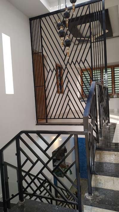 Ms work with full finished  #StaircaseDecors  #StainlessSteelBalconyRailing  #StraightStaircase  #HouseDesigns  #StaircaseDesigns