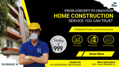 DK Builder we take pride in our reputation as the best in the industry, delivering unparalleled quality work that stands the test of time. Our extensive experience ensures that we understand the intricacies of home construction, and our dedicated team is equipped to transform your vision into reality.

One of our key strengths lies in our steadfast commitment to timely project completion. We understand the importance of deadlines and work diligently to not only meet but exceed expectations. Your satisfaction is our priority, and we are dedicated to delivering projects within the agreed-upon timeframe.

If you are considering a home construction project, we would be honored to discuss how our expertise can contribute to making your dream home a reality. Please feel free to reach out to us for a consultation or to address any questions you may have.

Thank you for considering DK BUILDES as your trusted partner in home construction.

Best regards,

AMIT BAIRWA
SALE MANAGER 
DK BUILDER
9023499063 #Homedecoration #HomeConstruction #BuildDreamHome  #HouseConstruction  #homedesign  #Homesweethome