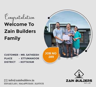 WELCOME TO ZAIN BUILDERS FAMILY🥰🥰

PROJECT NO:289
NAME: MR. SATEESH
PLACE:ETTUMANOOR, KOTTAYAM


 #zainbuilderspvtltd #zainbuilders #zainbuilders #homesweethome🏡💕 #Kottayam #kottayamhomes