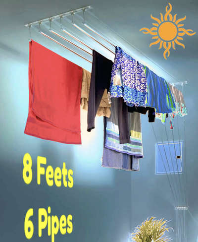 Ceiling Cloth Drying Hangers 6 pipes set By ATM Enterprises, Looking for cloth hangers to dry your clothes during rain or running out of space, presents balcony cloth hanger for drying your wet clothes. It is essential to select a hanger for clothes hanging smartly which can help you save space.

The perfect clothes hanger for drying in balcony and can be used inside the house as well during the rainy season. They can help maintain the original shape and silhouette of your clothing and reduce wrinkles and creases caused by folds and crumples. Due to its incredible features, this cloth hanger for drying shall be an ideal choice for your household. This steel hanger is pretty durable and sturdy as compared to plastic hangers. These stainless steel hangers for clothes are sturdy yet a budget-friendly option for organizing your closet as compared to a plastic hanger for clothes. This hanger for clothes hanging will ensure that the hangers remain rust-free and you can relax after putting out your clothes to dry on this clothes hanger with clothes 
 #clothes_stand  #clothes_hanger
