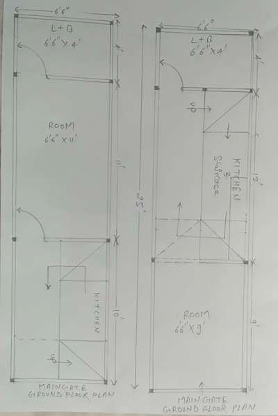 6'6"X25' house map in Delhi