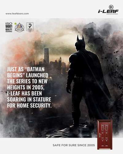 In 2005, 'Batman Begins' redefined superhero cinema, bringing a legendary character to unprecedented heights.

Just like this cinematic milestone, i-Leaf has been revolutionizing home security.

Our journey parallels the Dark Knight's rise - constantly innovating, always soaring. 

From unparalleled strength to cutting-edge technology, i-Leaf isn't just a product; it's a guardian for your home.

Join us as we continue to elevate safety and style, just as Batman elevated heroism.

📞 Call Now: 9142 778877 | 95393 44466
.
.
.
.
.
.
.
#iLeafDoors #homeimprovement #steeldoors #steelwindows #homesafety #interiordesign