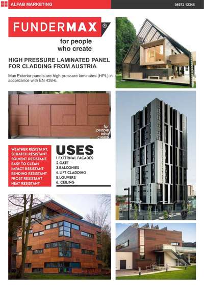 *Fundermax HPL*
High pressure laminate for cladding and cealing for exterior use with 10 yrs guarantee