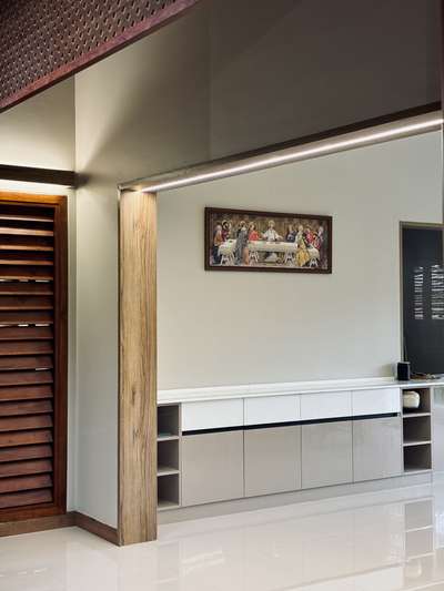 A warm, contemporary interior crafted with a strong architectural sensibility—defined by clean lines, muted tones, and seamless spatial flow. The open-plan layout connects dining and living areas effortlessly, enhanced by soft natural light and refined material layering. Subtle wood accents, custom detailing, and minimal surface treatments create a calm, sophisticated atmosphere tailored for everyday comfort.This residence was developed in collaboration with PCA, combining thoughtful interior planning with a restrained, modern aesthetic.
2800 sqft | Client: Sibi | Location: Amboori, Trivandrum
#InteriorArchitecture #ContemporaryInteriors #ModernResidence #ArchitecturalDesign #OpenPlanLiving #MinimalInteriors #DesignDetails #TrivandrumHomes #koloprojects